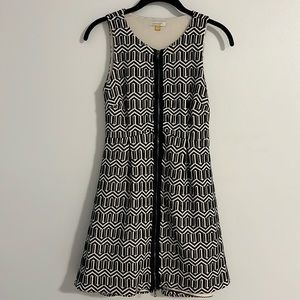 Leifsdottir Zipper Mini Skater Dress Sleeveless Quilted Black White Size 2P